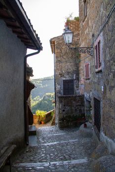 town of Calcata vechhia in italy taken on a sunny day