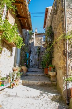 town of Calcata vechhia in italy taken on a sunny day