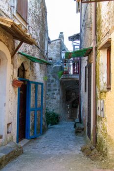 town of Calcata vechhia in italy taken on a sunny day