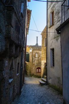 town of Calcata vechhia in italy taken on a sunny day