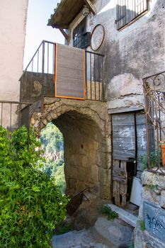 town of Calcata vechhia in italy taken on a sunny day