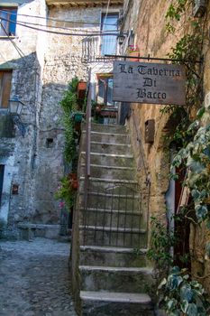 town of Calcata vechhia in italy taken on a sunny day