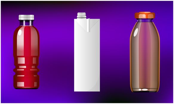 mock up illustration of different pack of juice on abstract background