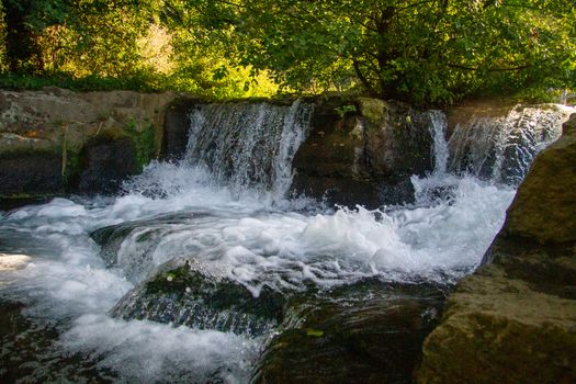 monte gelato waterfalls in italy sunny day