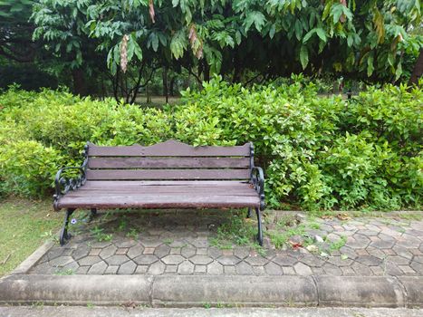 Old wood bench in the park