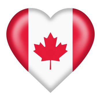 A Canada heart button isolated on white with clipping path