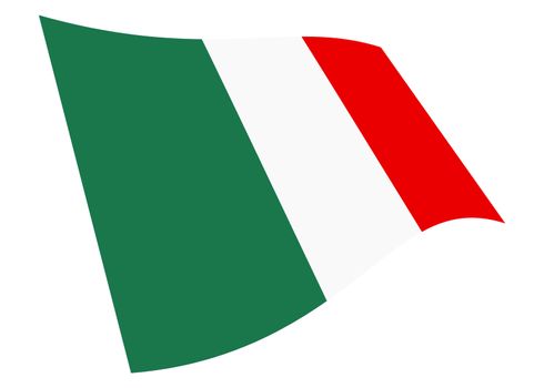 An Italy waving flag graphic isolated on white with clipping path