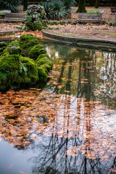 reflections on the fountain of the promenade in terni