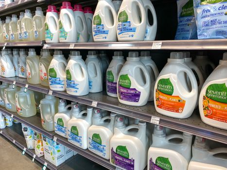 Orlando, FL/USA - 5/10/20: A display of Seventh Generation Laundry Detergent at a Whole Foods Market grocery store.