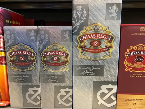 Orlando,FL/USA -5/13/20: A display of Chivas Regal Blended Scotch Whisky at a Publix liqour store.