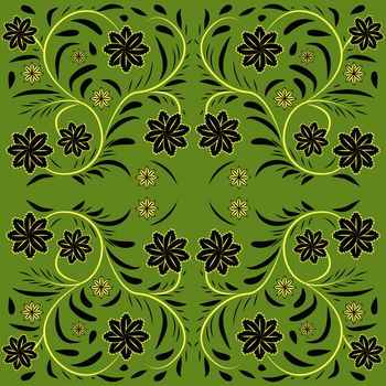 vector seamless pattern in traditional russian khokhloma style