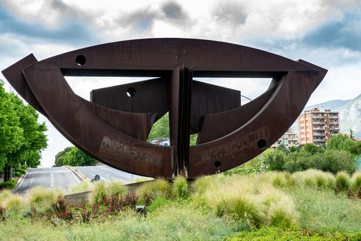 TERNI, ITALY MAY 08 2020:veccio monument placed at the roundabout of the terni stadium