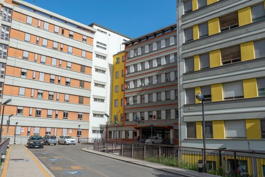 terni,italy may 17 2020 :hospital santa maria atrium entrance to the public desert for emergency covid 19