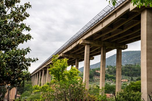 TERNI, ITALY MAY 11 2020: SAN CARLO HIGHWAY BRIDGE THAT PASSES ABOVE THE SAN ZENONE DISTRICT