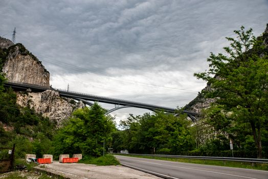 TERNI, ITALY MAY 11 2020: NEW RIETI HIGHWAY BRIDGE BUILT IN STEEL