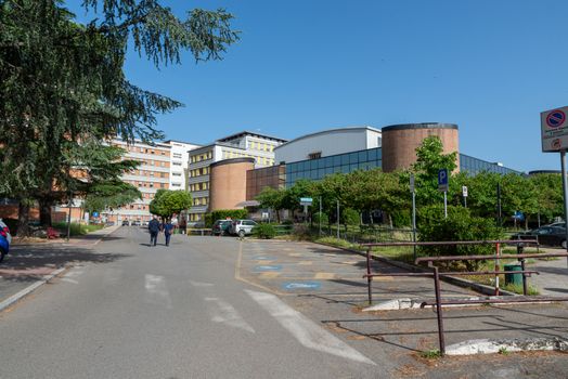 terni,italy may 17 2020 :Santa Maria hospital with emergency aid on the right desert for covid emergency 19