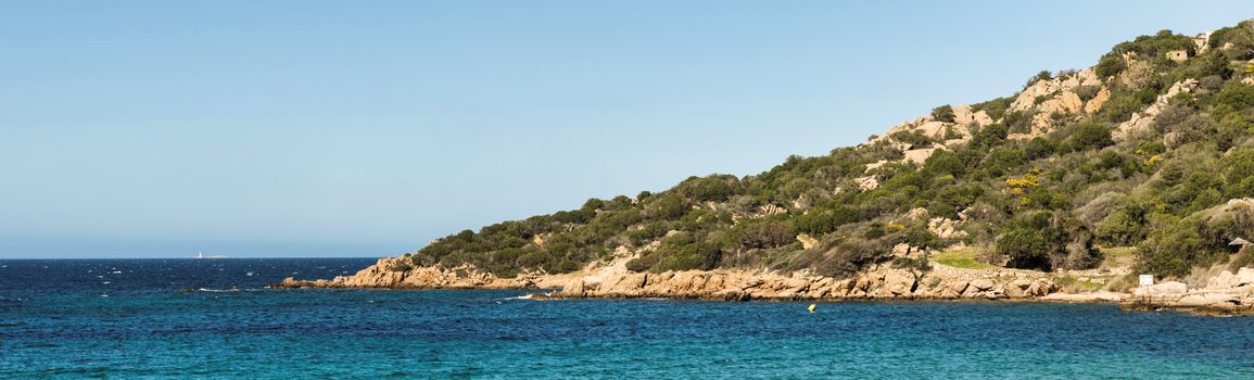 the norht east coastline of sardinia called costa smeralda with blue ocean and beautifull nature