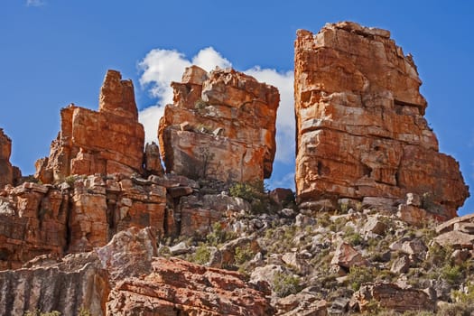 A scene of highly eroded sandstone formations in the Cederberg Wilderness Area, Western Cape. South Africa