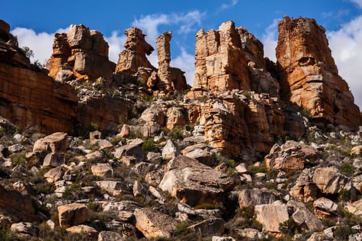 A scene of highly eroded sandstone formations in the Cederberg Wilderness Area, Western Cape. South Africa