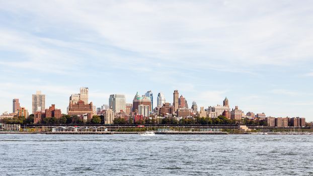 A view of the Brooklyn skyline in New York City in the United States of America as viewed from Manhattan across the East River.