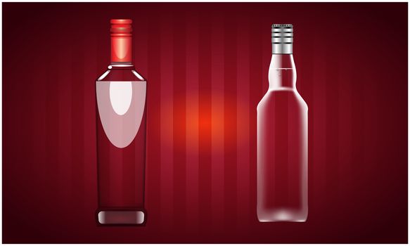 mock up illustration of vodka bottle on abstract background