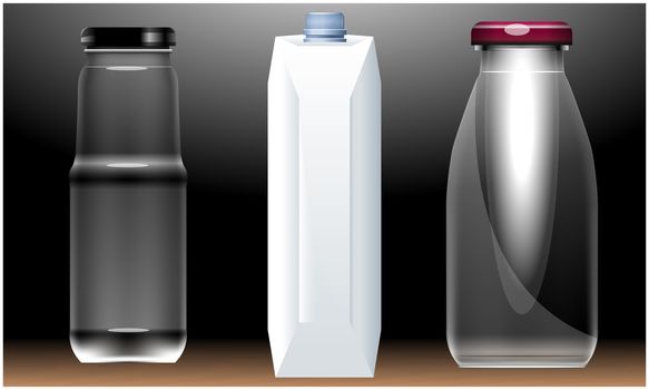 mock up illustration of different juice containers on abstract background