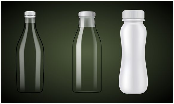 mock up illustration of different milk bottles on abstract background