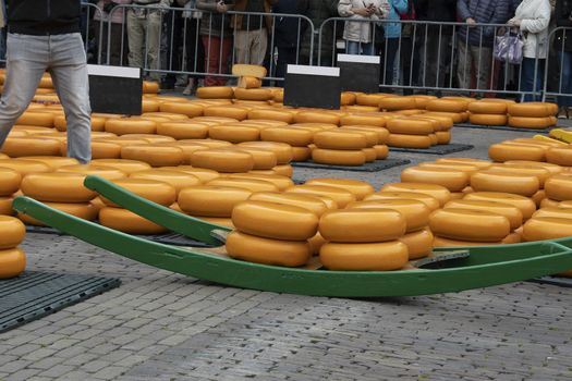 For many years the cheese auction has been carried out in the alkmaar market. netherlands holland