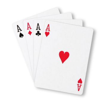 A Hand of Four Aces on white winning business concept