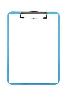 A blue clipboard isolated on white with clipping path and copy space