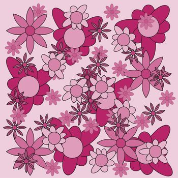 floral wallpaper with set of different flowers. Could be used as seamless wallpaper, textile, wrapping paper or background