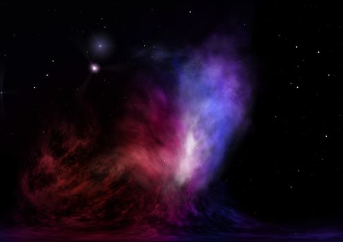 Far being shone nebula and star field against space. Elements of this image furnished by NASA . 3D rendering.