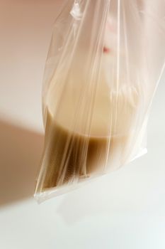 Soymilk in the plastic bag the traditional Thai or Chinese cuisine