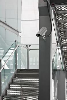 Security Camera CCTV on staircase location building