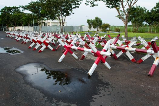 Traffic barb barrier Stop Gesture