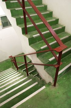 Open green stairwell in a building