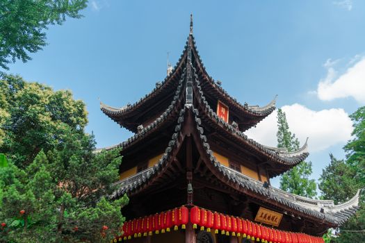 SHANGHAI,CHINA - JUN 2018: Longhua temple in Shanghai, China. Longhua temple is located in the southern suburbs of Shanghai, is one of the famous buddhist monastery in China.