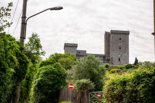 narni, italy may 23 2020: fortress of albornoz on the hill above narni with panoramic view of the ternana basin