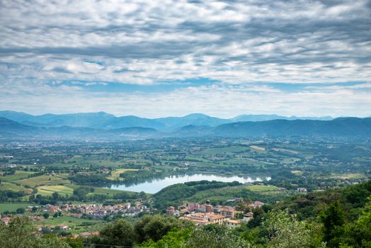 landscape with lake narni and terni in the background in the Terni basin