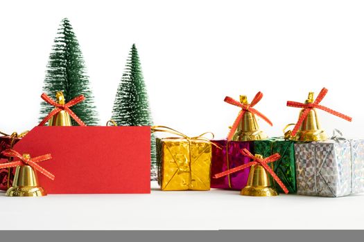 Merry Christmas and Happy new year, card and gift with copy space