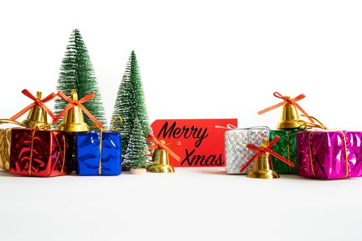 Merry Christmas and Happy new year, card and gift with copy space