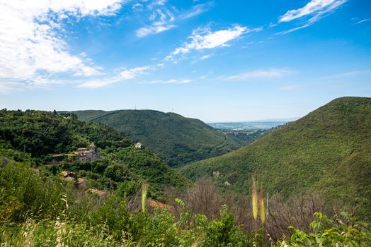 landscape of the valley of narni seen from the fortress of narni