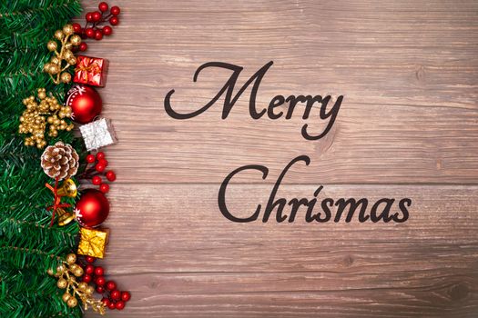 Merry Christmas season background and Happy new year on wood background