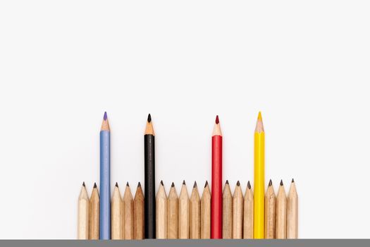 Leadership business concept. color pencil on white background