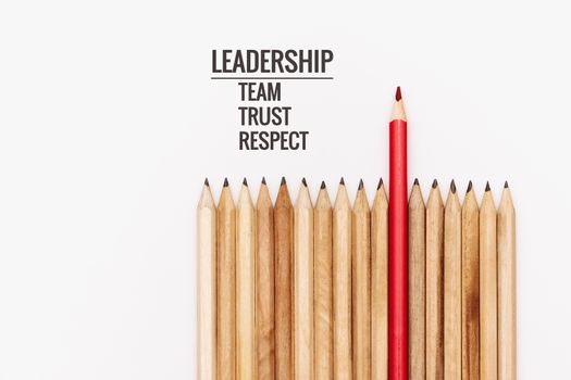 Leadership business concept. color pencil on white background