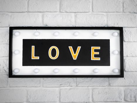 White wall abstract background with love hart label board