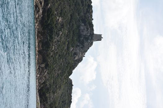 Villasimius coastline landscape in Sardinia Italy during a sunny day