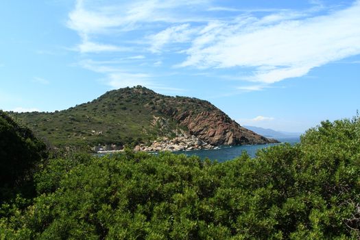 Sardinian natural Landscape and coastline in southern coast, Italy