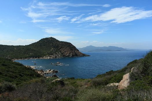 Sardinian natural Landscape and coastline in southern coast, Italy