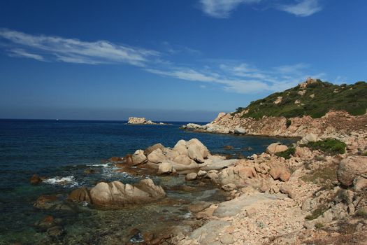 Sardinian natural Landscape and coastline in southern coast, Italy